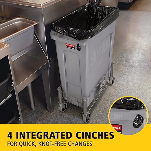 Rubbermaid Commercial Products Slim Jim Plastic Rectangular Trash/Garbage Can - Image 4