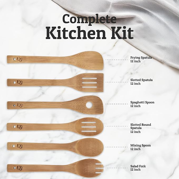 PriorityChef Wooden Spoons for Cooking, Non-Toxic Wooden Utensil Set - Image 2