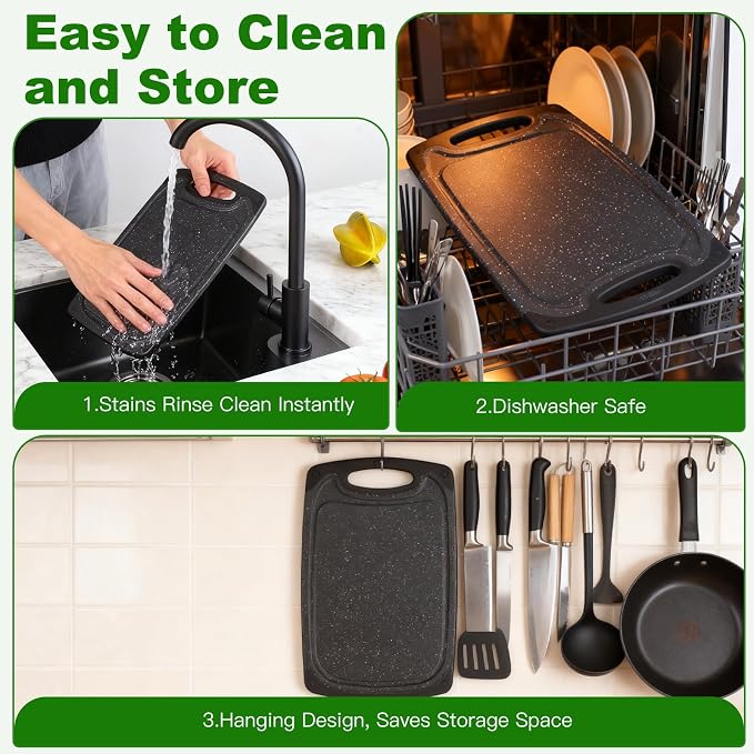 Cutting Boards Set, 15.7"×9.4" & 12.5"×7.7" Plastic Chopping Board Set - Image 6