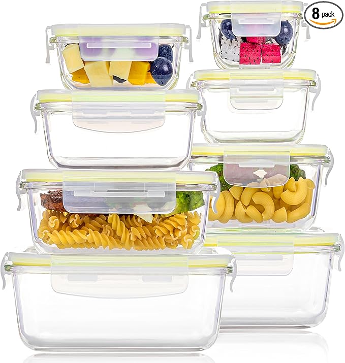 Vtopmart 8 Pack Glass Food Storage Containers by Vtopmart
