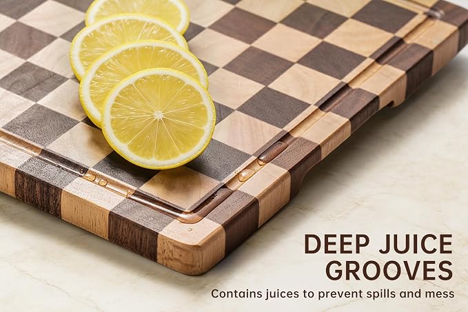 Checkered Cutting Boards for Kitchen, Wooden Chopping Board - Image 4