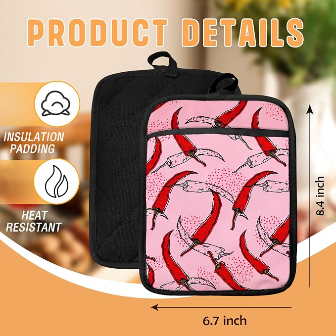 Pink Pepper Kitchen Pot Holders - Image 2