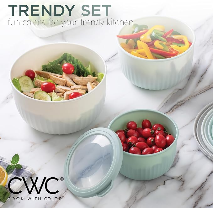 COOK WITH COLOR Prep Bowls with Lids- Wide and Deep Nesting Plastic Small - Image 4