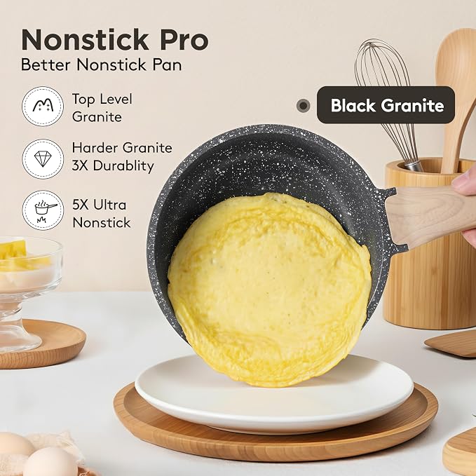 Sauce Pan Set with Lids, Nonstick Small Cooking Pots 1.5Qt&3Qt, Lightweight Non - Image 2