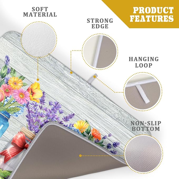Kawani Spring Summer Flowers Dish Drying Mat - Image 3
