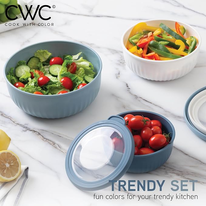 COOK WITH COLOR Prep Bowls with Lids- Wide and Deep Nesting Plastic Small - Image 2