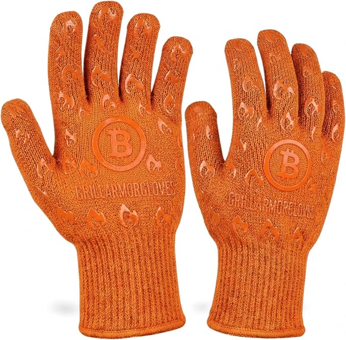 Grill Armor Oven Gloves with Fingers – 932°F Heat, Fire & Cut Resistant Mitts by GrillArmorGloves