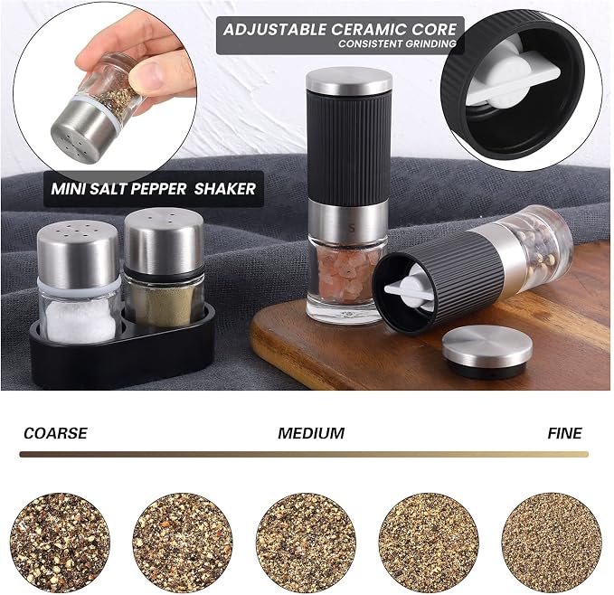 VEVOK CHEF Mini Salt and Pepper Grinder set - Image 5