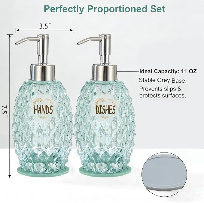 MALACHI Soap Dispenser Set, Crystal-Textured Diamond Glass - Image 7