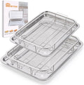 2 Pack Air Fryer Basket for Oven, Large Air Fryer Basket and Tray Stainless by DONGULI
