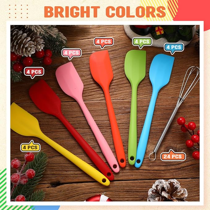 Baderke 24 Set Small Wire Whisk and Silicone Spatula Set Bulk - Image 5