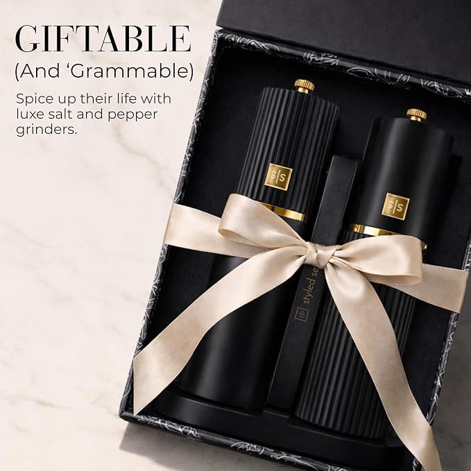 Wooden Salt and Pepper Grinder Set – Refillable Manual Salt and Pepper Mills - Image 6