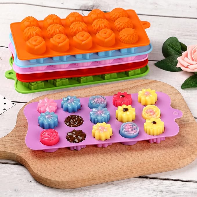 FIRETREESILVERFLOWER Flower Shape Chocolate Candy Molds Set, The stars - Image 5
