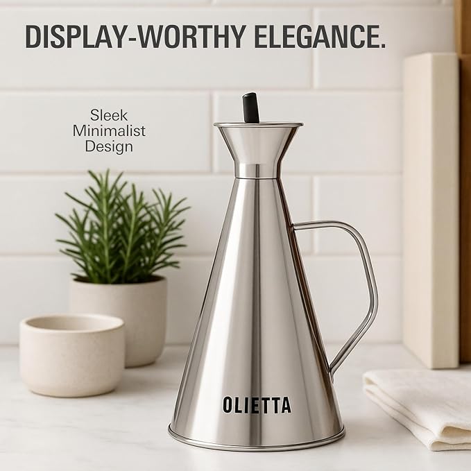 Olietta Olive Oil Dispenser Bottle Gold Stainless Steel Non Drip Leak Proof No - Image 5