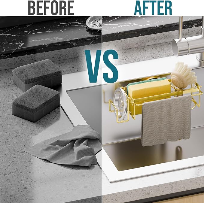 TAILI Sponge Holder with Strong Suction Cup, 4-in-1 Rustproof Sink Organizer - Image 5