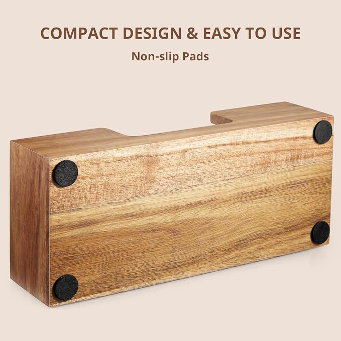Paper Towel Dispenser Countertop, Acacia Wood Folded Paper Hand Towel Holder - Image 4