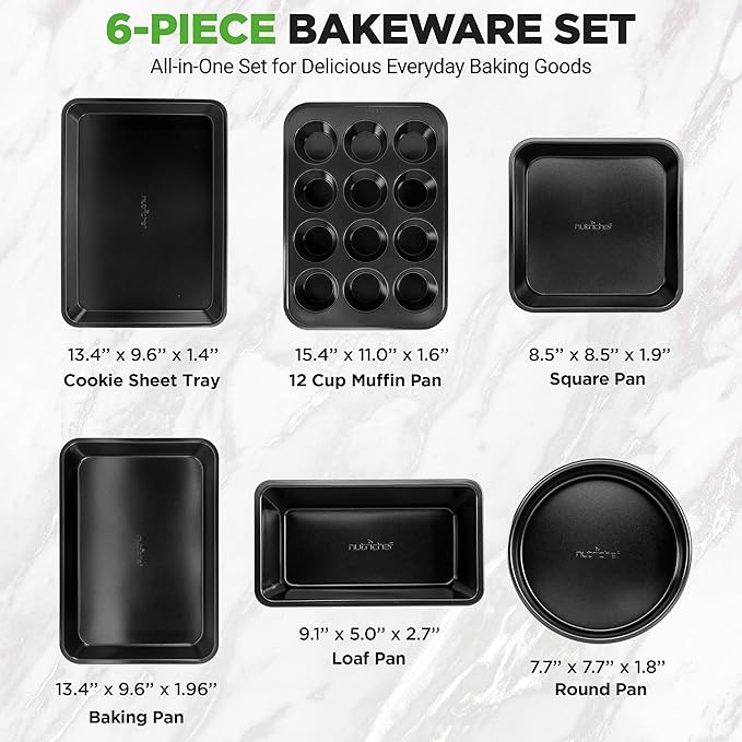 NutriChef Stackable Non-Stick Baking Pan Set – Carbon Steel Bakeware Set w/ - Image 4