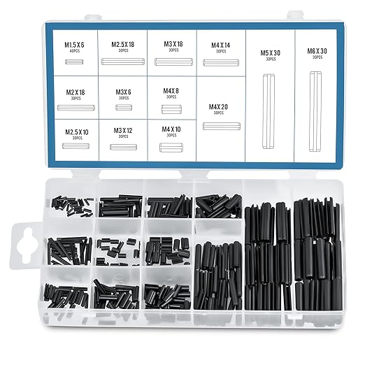 ZELCAN 400pc Roll Pin Set, M1.5 M2 M2.5 M3 M4 M5 M6 Slotted Metric Spring Pins by ZELCAN
