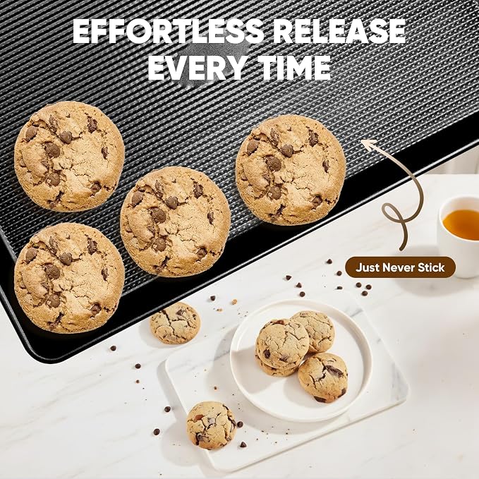 Sakerplus Nonstick Baking Sheet Pan Set of 3, Heavy Duty Cookie Sheets - Image 7
