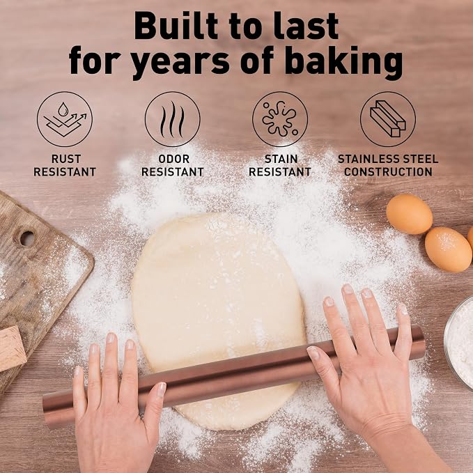 Zulay Kitchen 15.9 inch Professional Stainless Steel Rolling Pin - Image 3