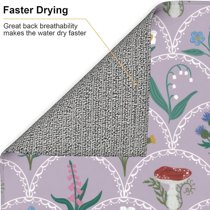 Vintage Flowers Dish Drying Mat 16x18 Inch, Microfiber Absorbent Fast Dry Mat - Image 5
