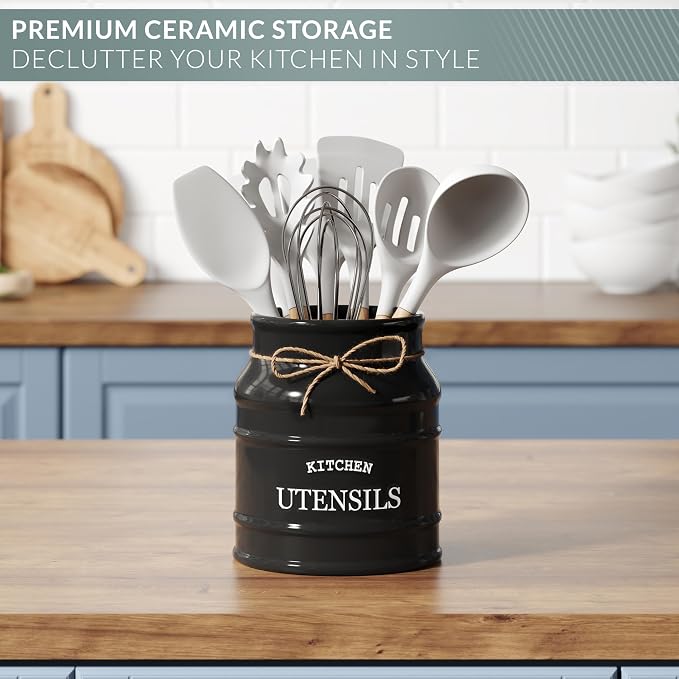 Barnyard Designs Ceramic Farmhouse Utensil Holder - Image 4