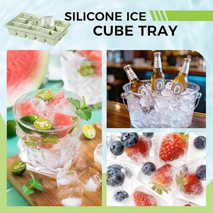 Silicone Ice Cube Trays with Lid, Easy Release Ice Molds, Reusable and - Image 5