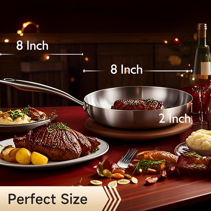 LOLYKITCH 8 Inch Tri-ply Stainless Steel Frying Pan - Image 6