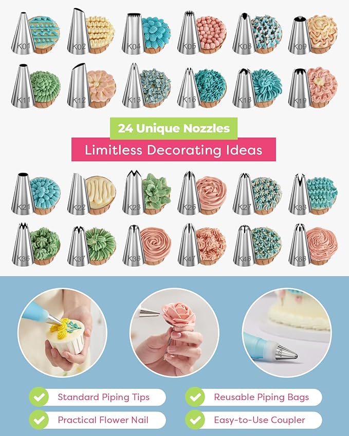 Kootek 32-Piece Piping Bags and Tips Set - Image 2