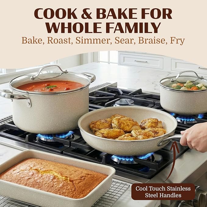 Granitestone Ceraluxe 20 Pc Ceramic Cookware Set Nonstick, Complete Pots and - Image 7