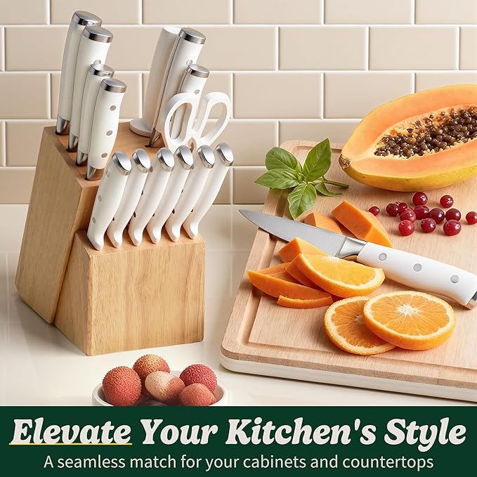 Knife Set, 15 Piece Premium Chef High Carbon Stainless Steel Kitchen Knife - Image 2