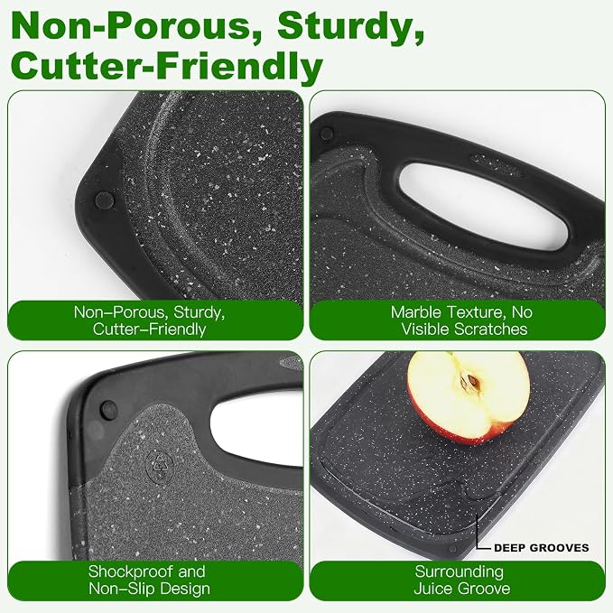 Cutting Boards Set, 15.7"×9.4" & 12.5"×7.7" Plastic Chopping Board Set - Image 3