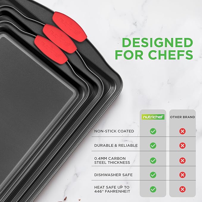 NutriChef Nonstick Baking Pans Set – Premium Cookie Sheets - Image 6