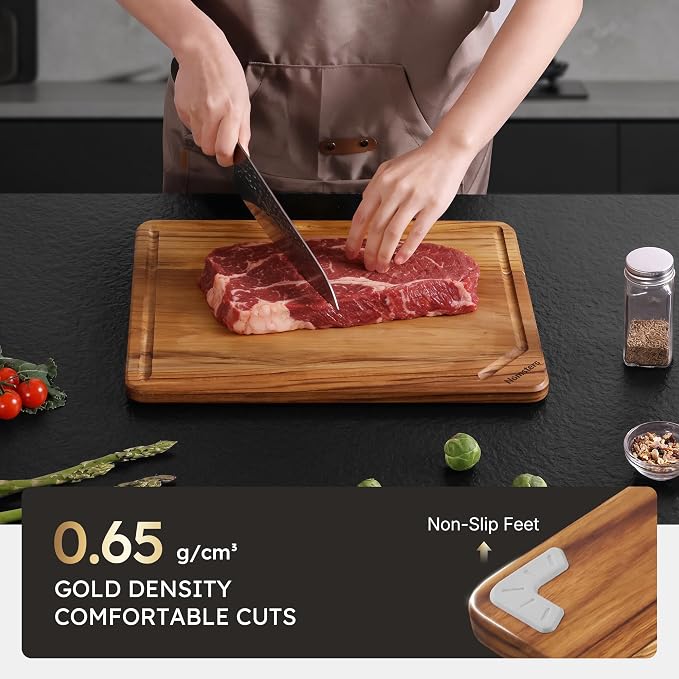 Teak Cutting Board 15inch Non Slip Over Sink Kitchen 2026 First Apartment - Image 5