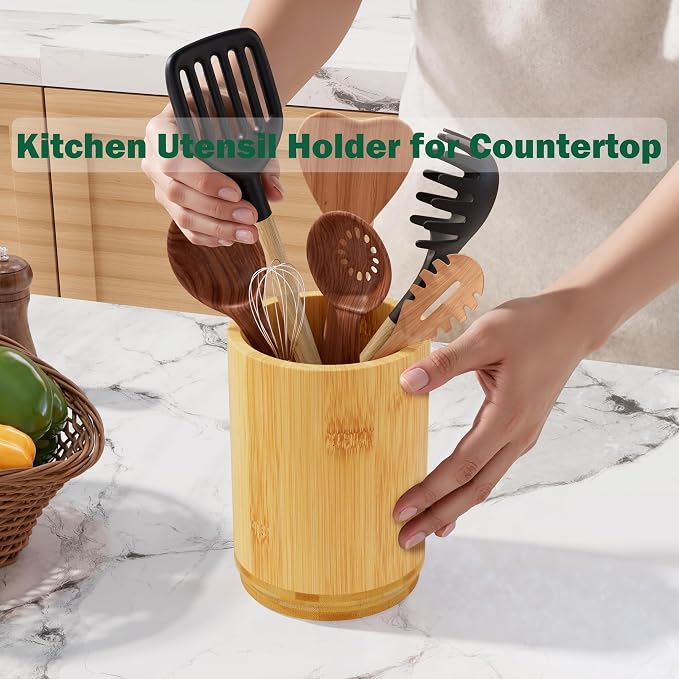 Utensil Holder, Bamboo Kitchen Utensil Holder - Image 5