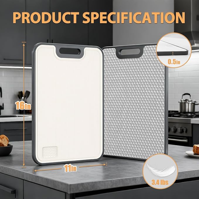 18/8 Stainless Steel Cutting Board, Large Double Sided Chopping Board - Image 3