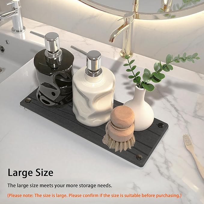 Quick Dry Sink Caddy Kitchen Sink Organizer, Water Absorbing Stone Tray - Image 6
