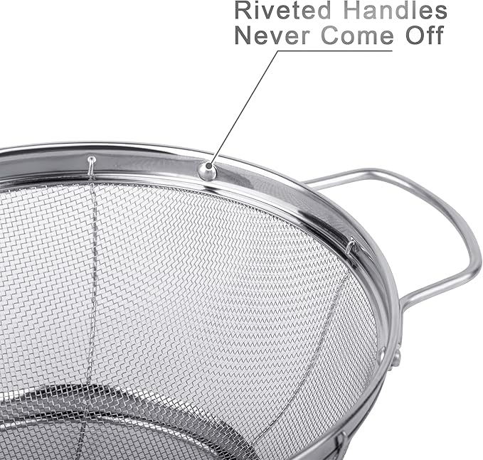5 Pack 18/8 Stainless Steel Colander Sieves, Rinse or Steam - Image 3