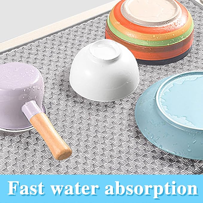 2 Pack Microfiber Dish Drying Mat, 24*17 inch Absorbent Dish Drainer Kitchen - Image 4