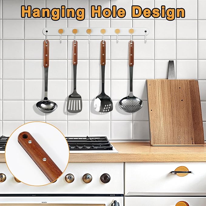 FJNATINH Stainless Steel Wok Spatula, Slotted Spatulas, Skimmer Ladle Tool Set - Image 4