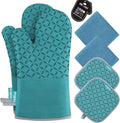 KEGOUU Oven Mitts and Pot Holders 6pcs Set, Kitchen Oven Glove High Heat by KEGOUUOvenMitt