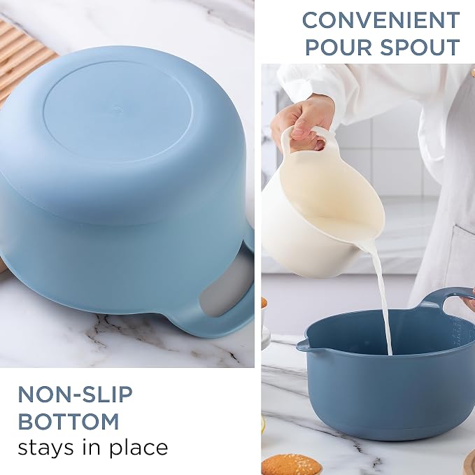COOK WITH COLOR Nesting Plastic Mixing Bowl Set with Pour Spouts and Handles - Image 2
