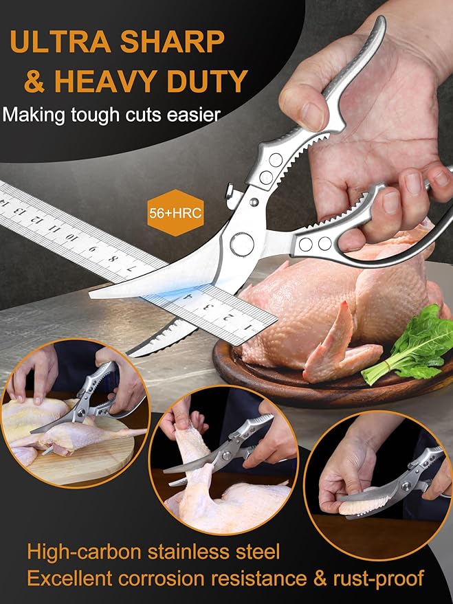 2 Pack Kitchen Shears, Heavy Duty Poultry Shears - Image 3