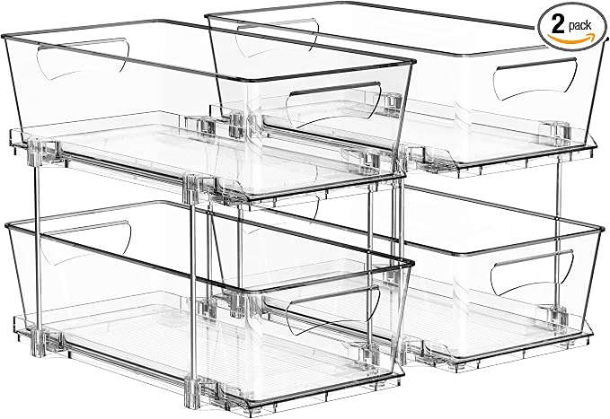 Simple Houseware 2 Tier Basket Drawer Cabinet Pull-Out Organizer, 2 Pack by SimpleHouseware
