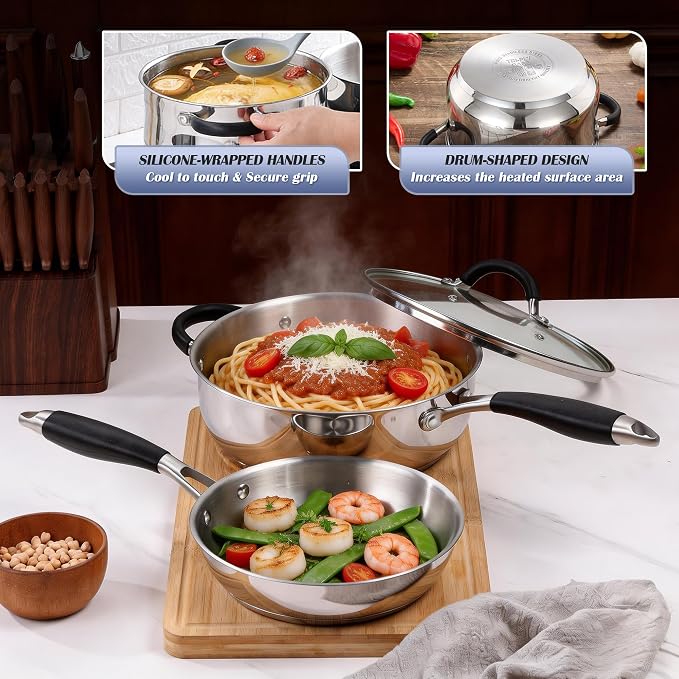 E-far 10-Piece Stainless Steel Cookware Set - Image 5
