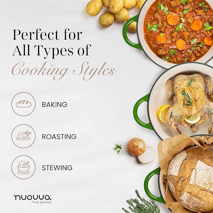 Cast Iron Dutch Oven with Lid – Non-Stick Ovenproof Enamelled Casserole Pot – - Image 8