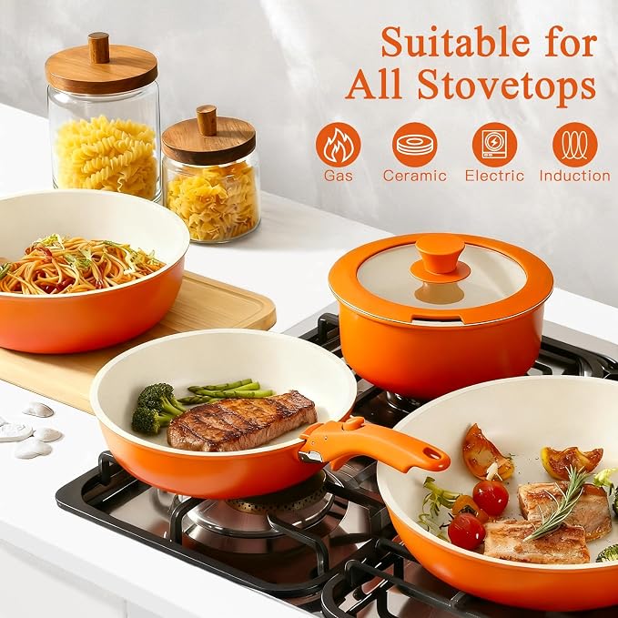 GIPP 11pcs Pots and Pans Set Non Stick, Nonstick Cookware Set Detachable Handle - Image 4
