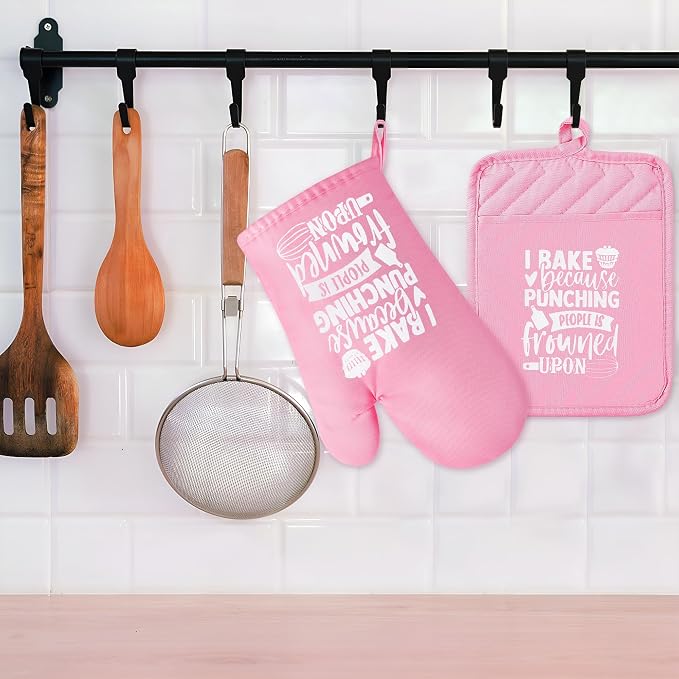 GROBRO7 6Pcs Cotton Oven Mitts Pot Holders Funny Women Resistant Hot Pads - Image 5