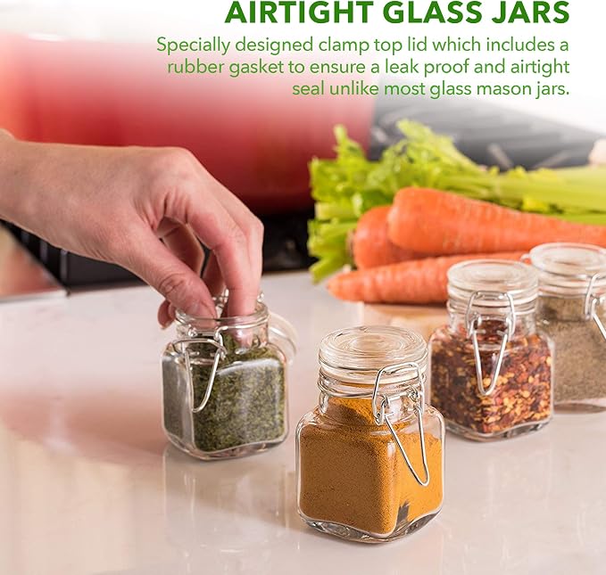 Small Square Glass Jars with Airtight Round Lids, Empty Spice Containers with - Image 5