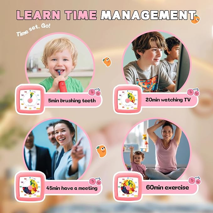 Visual Timer for Kids 60 Minute, Fruit Themed Silent Countdown Clock for Girls - Image 6